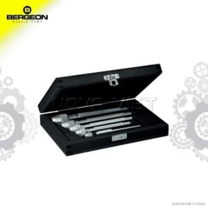 Bergeon 30026-A Set of 5 Pin Vises in Wooden Case